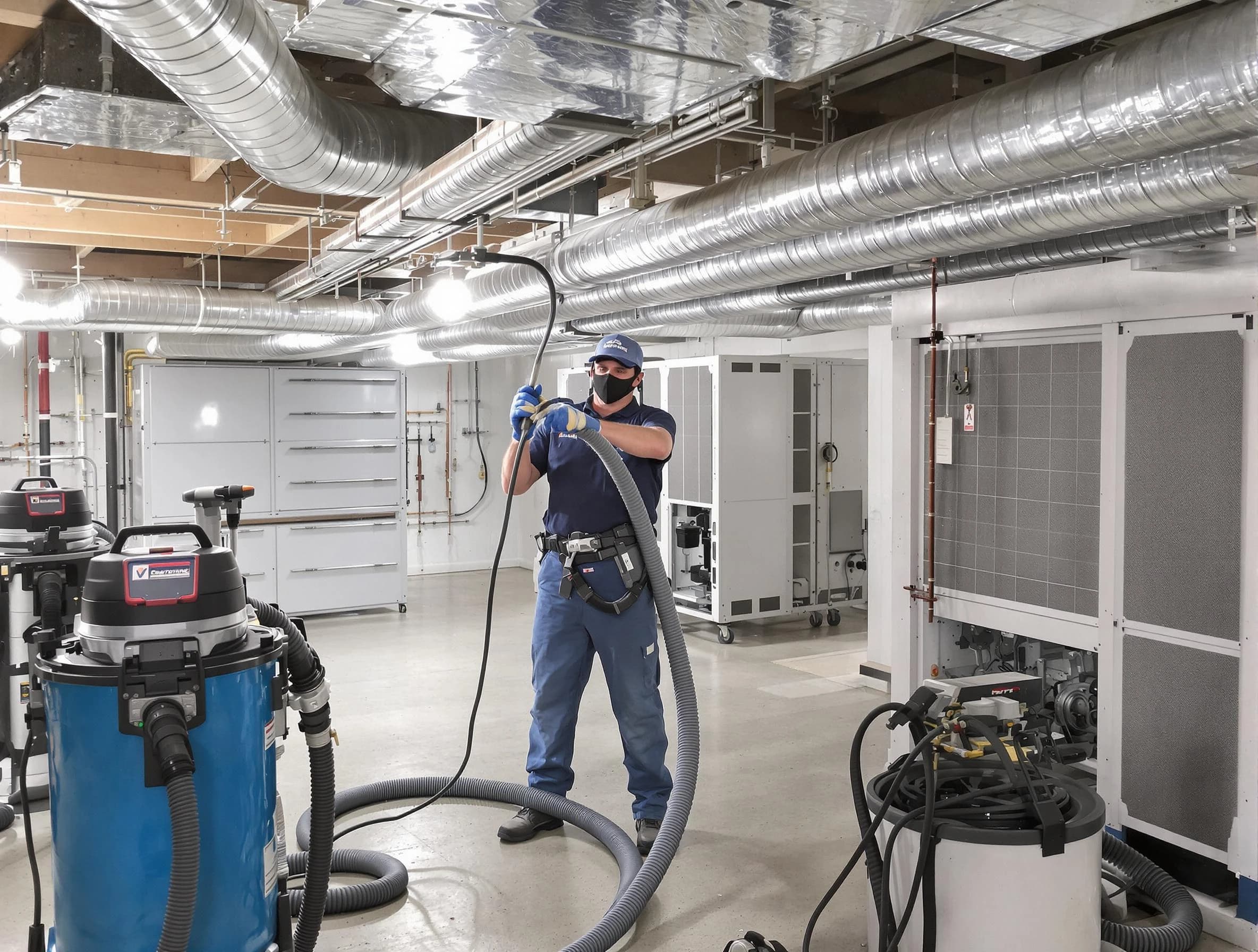 Englewood Air Duct Cleaning specialist performing thorough central air duct cleaning for improved system efficiency in Englewood