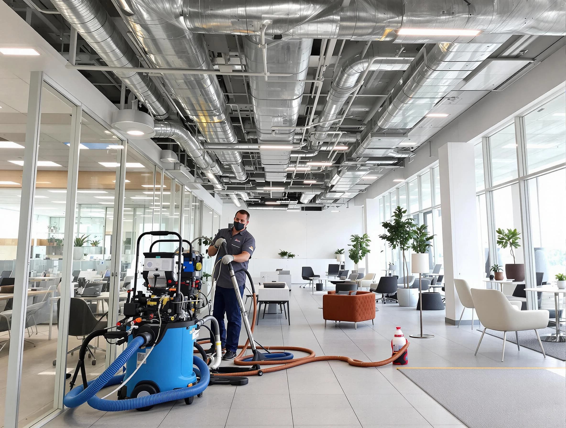 Englewood Air Duct Cleaning team conducting comprehensive commercial duct cleaning at a business location in Englewood