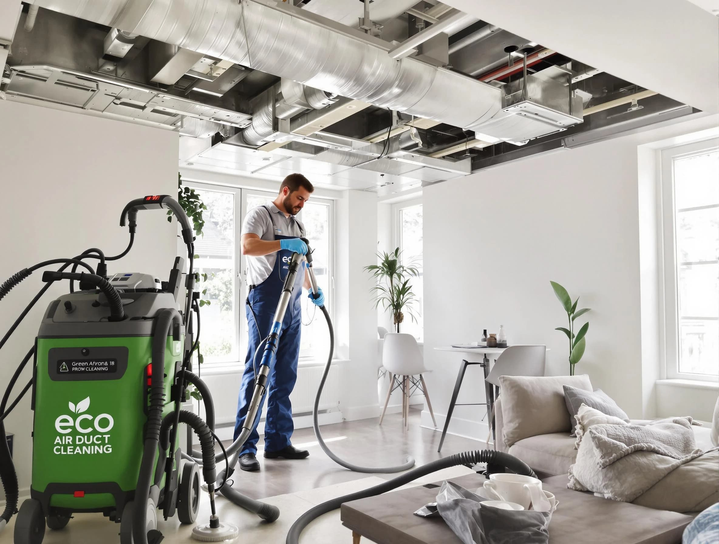 Englewood Air Duct Cleaning technician performing eco-friendly duct cleaning using sustainable methods in Englewood
