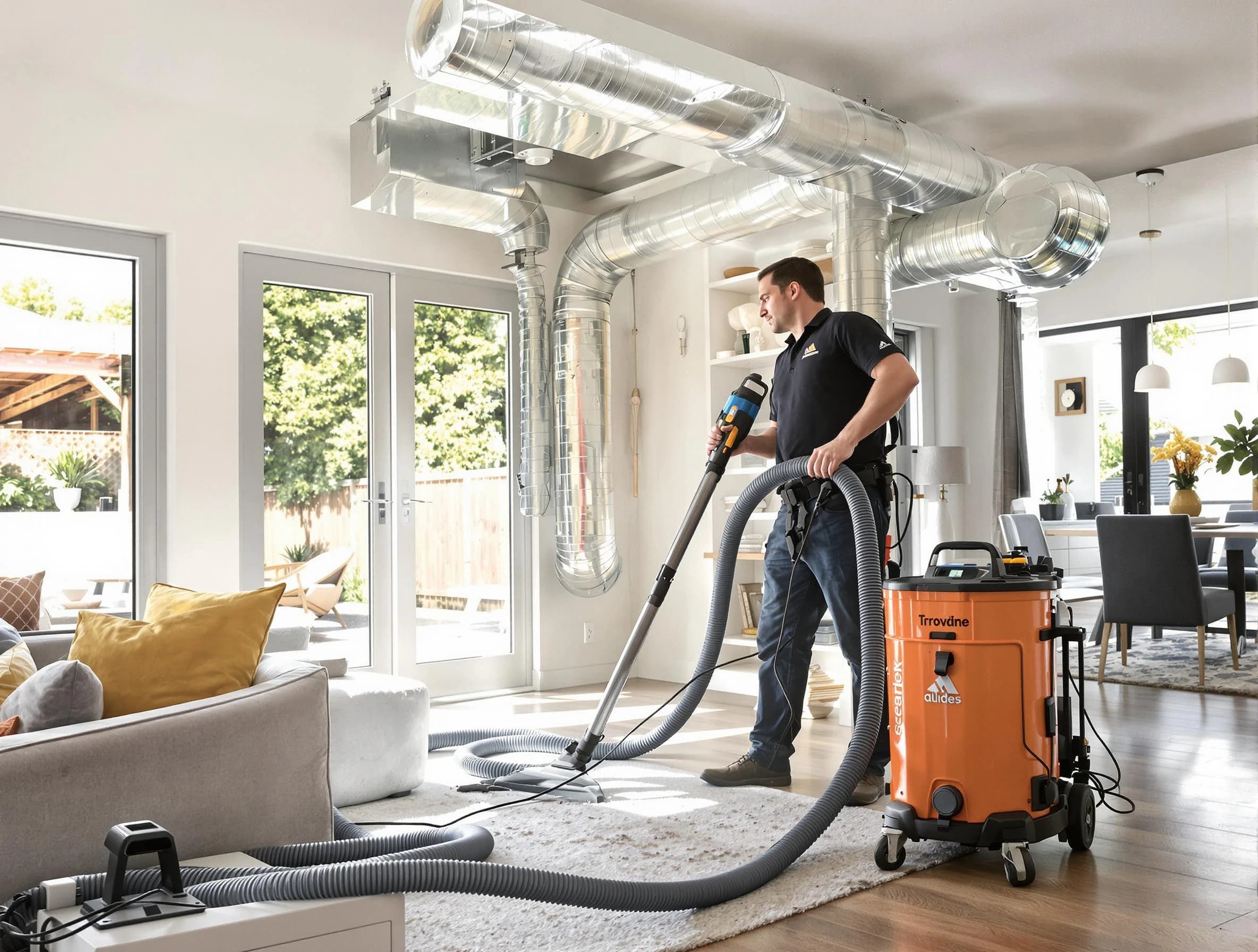 Englewood Air Duct Cleaning specialist performing thorough residential duct cleaning using advanced equipment in Englewood