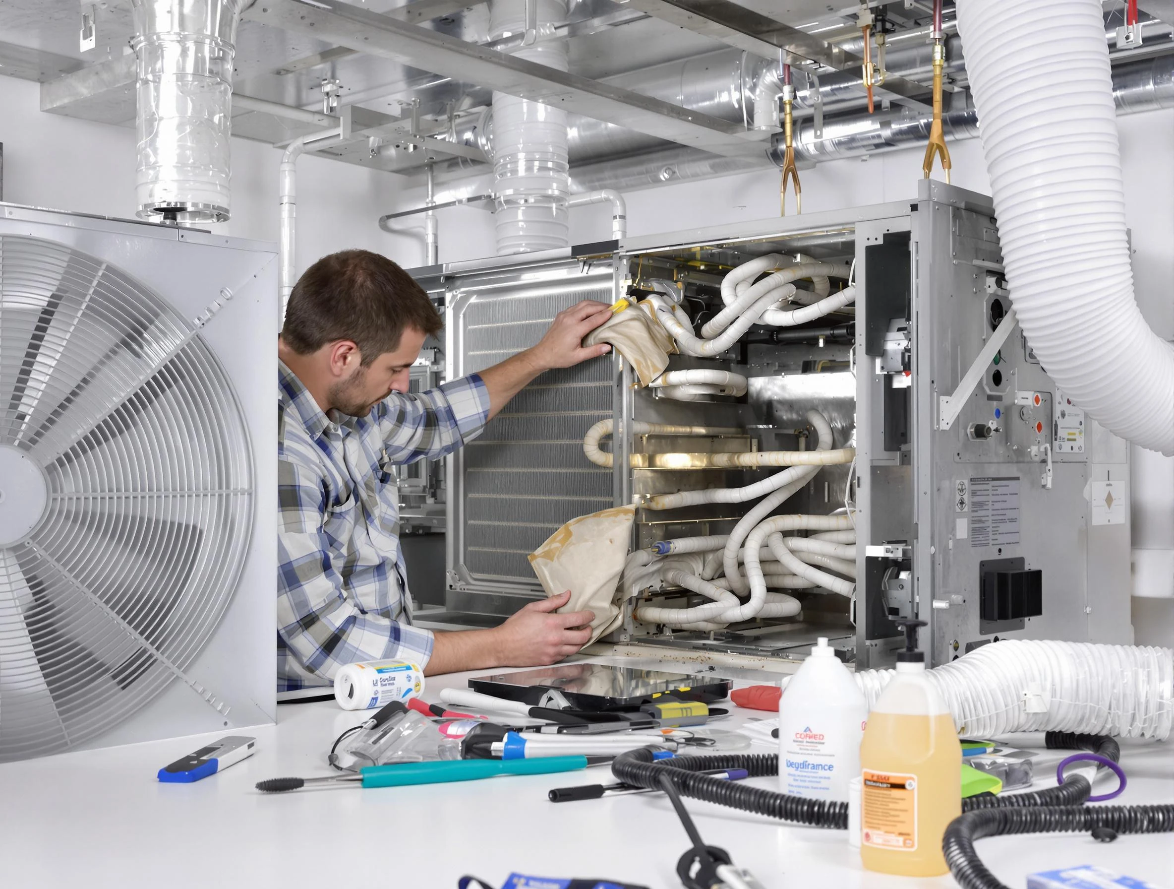 Englewood Air Duct Cleaning specialist performing precision AC coil cleaning in Englewood