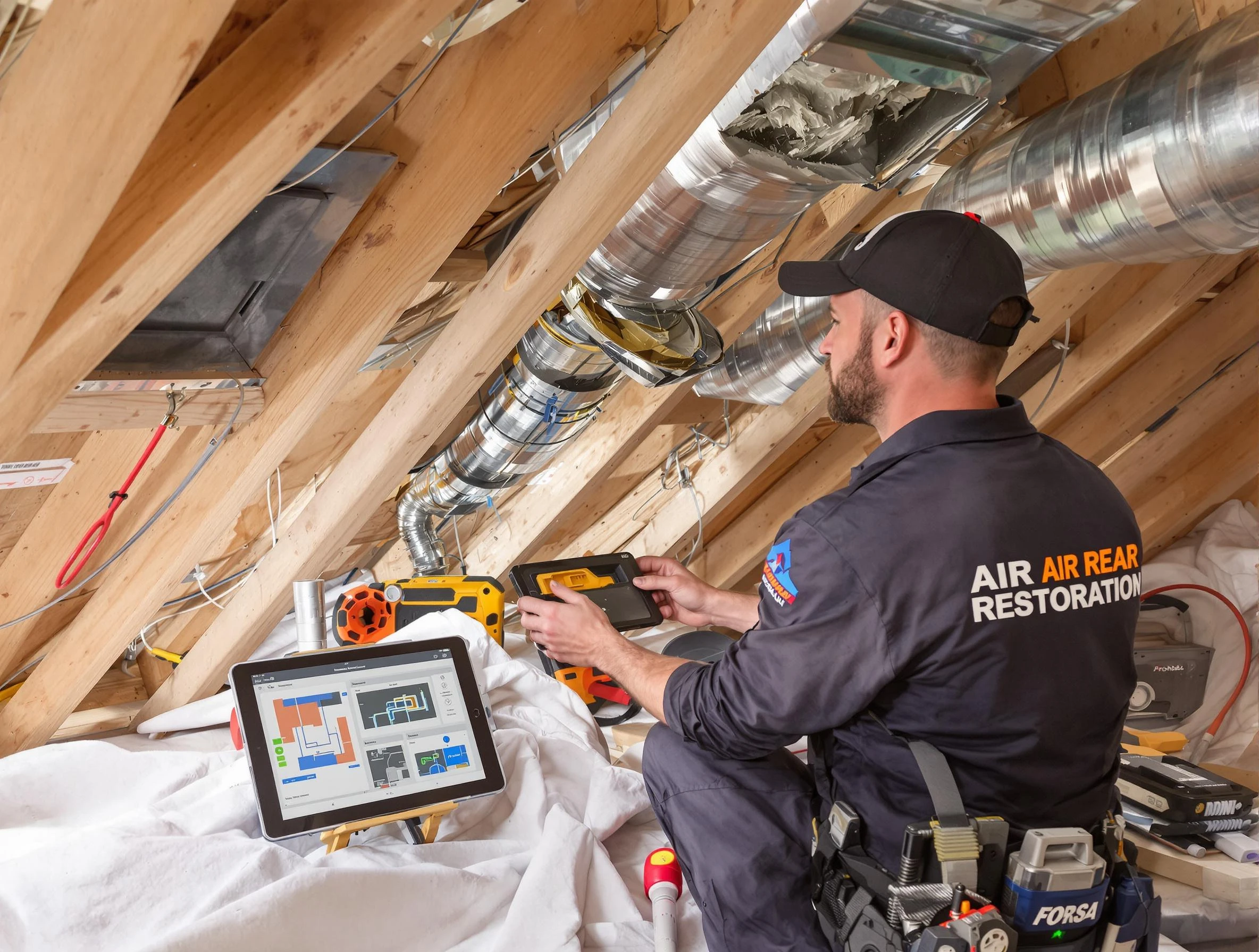 Englewood Air Duct Cleaning technician performing precise duct repair work in Englewood