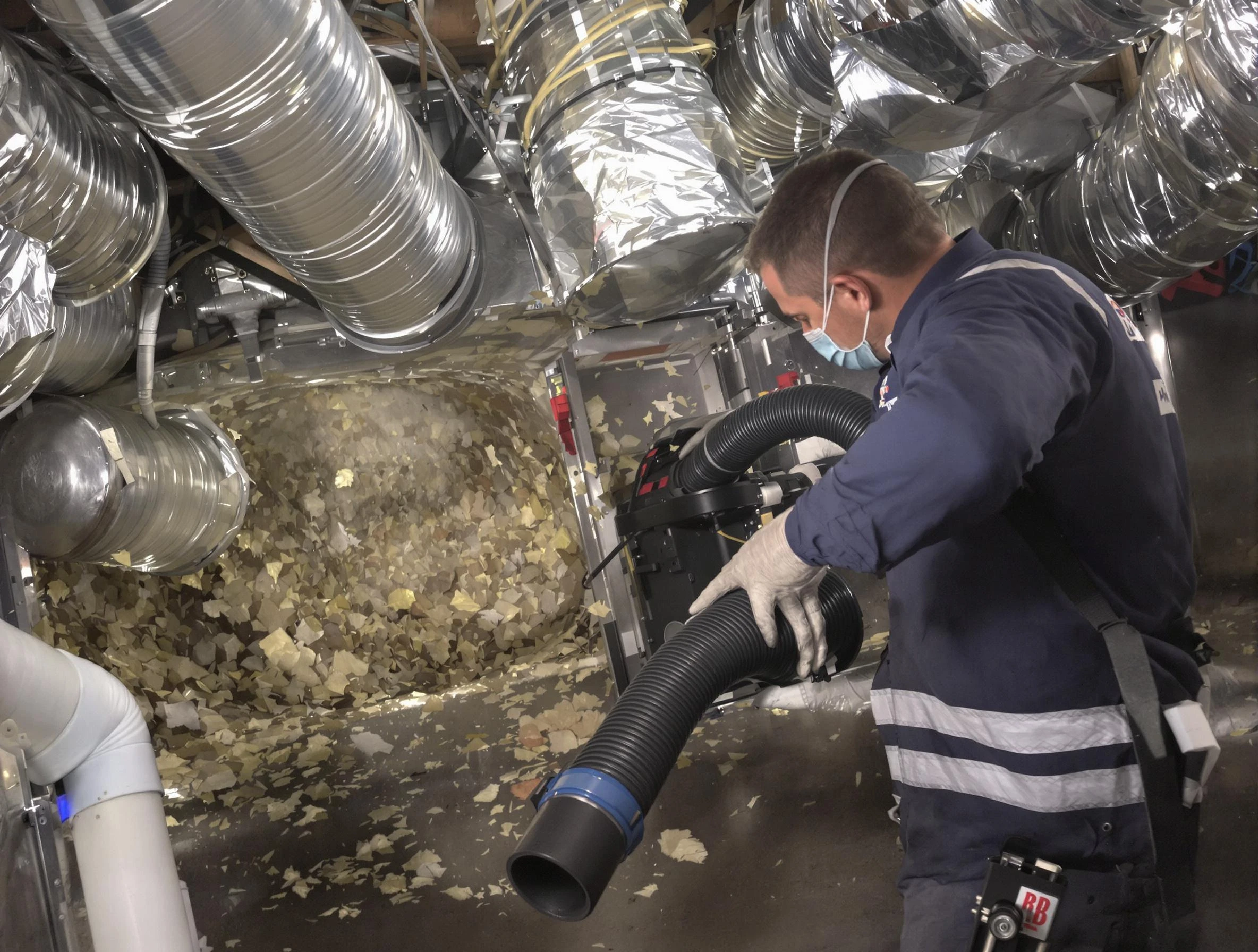 Englewood Air Duct Cleaning specialist operating negative pressure cleaning equipment for thorough duct maintenance in Englewood